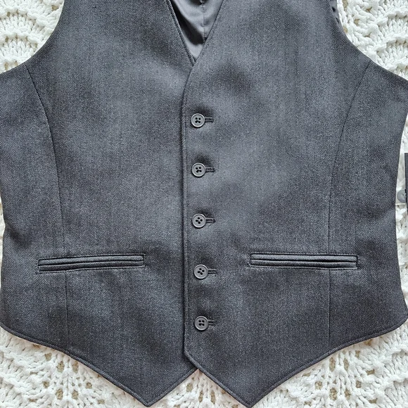 NWT Apt. 9 Men's Herringbone Vest Charcoal Gray Size Small - Picture 6 of 11